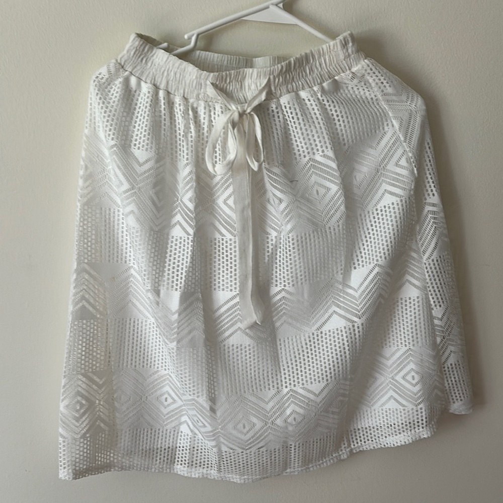 Joe B White Midi A-Line Skirt with Tie Front